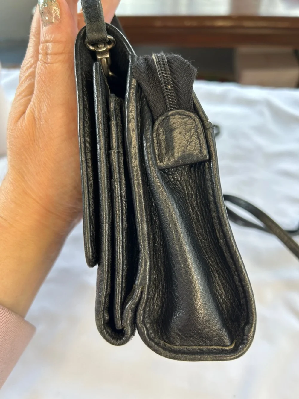 Vintage Brighton Black & Croc Embossed Leather Crossbody – Retired Style